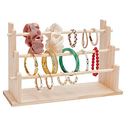 Папайя Оранжевый 3-ярусные деревянные подставки для резинок для волос, подставки для органайзеров для аксессуаров для волос, papayawhip, 31.6x9.8x19.5 см