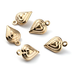 Настоящее золото 24K Латунь прелести, сердце, реальный 24 k позолоченный, 12x8x4.5 мм, отверстие : 0.9 мм