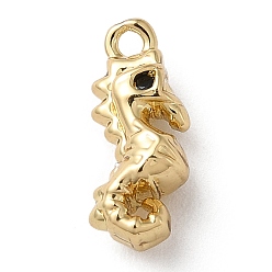 Sea Horse Кулон латунный горный хрусталь, очарование морских животных, золотые, морской конек, 13x5.5x5 мм, отверстие : 1.2 мм
