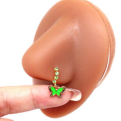 Бабочка 316l Хирургическое кольцо для носа из нержавеющей стали с кубическим цирконием и подвесками, золотые, бабочка, 80 мм