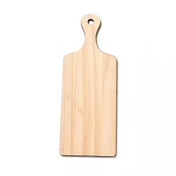 Rectangle Деревянные большие подвески, геометрические прелести, неокрашенными, прямоугольные, 239x89x5 мм, отверстие : 10 мм