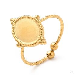 Настоящее золото 18K Ионное покрытие (ip) 304 открытые кольца манжеты из нержавеющей стали, настройка кольца, овальные, реальный 18 k позолоченный, размер США 7 3/4 (17.9 мм), лоток : 10x8 мм