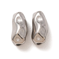 Stainless Steel Color 304 Stainless Steel Beads, Hammered Irregular Column, Stainless Steel Color, 9.5x4.5x4.7mm, Hole: 1.5mm