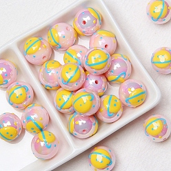 Planet Желтые акриловые бусины, круглые, планета, 16 мм