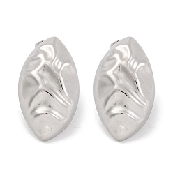 Нержавеющая Сталь Цвет Не тускнеющий конский глаз 304 серьги-гвоздики из нержавеющей стали, цвет нержавеющей стали, 24x13 мм