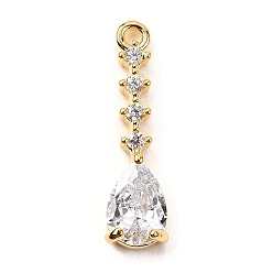 Teardrop Латунные микро проложить кубического циркония подвески, без кадмия, без никеля и без свинца, реальный 18 k позолоченный, слеза, 19.5x5.5x3.5 мм, отверстие : 1.2 мм