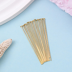 Настоящее золото 18K Латунные шпильки с плоской головкой, без никеля , долговечный, реальный 18 k позолоченный, 50x0.7 мм, Руководитель: 2 mm