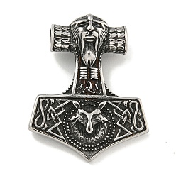 Античное Серебро 316 хирургические подвески из нержавеющей стали, амулет молота Тора, античное серебро, 38x31x11.5 мм, отверстие : 4.5 мм