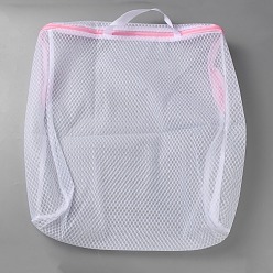 Pink Мешки для белья из полиэстеровой сетки с застежкой-молнией и ручками, прямоугольные, розовые, 49.6x47.3x11.5 см