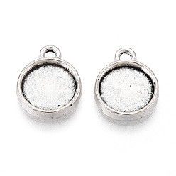 Античное Серебро Сеттинги для кабошонов или кулона, сплав, тибетский стиль , без кадмия и без свинца, плоско-круглые, античное серебро, лоток : 10 мм, 15.5x12.5x2.5 мм, отверстие : 2 мм