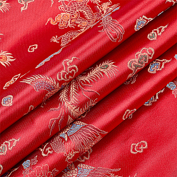 Tomate Tissu en polyester, accessoires du vêtement, motif de dragons et de phénix, tomate, 2000x925x0.2mm