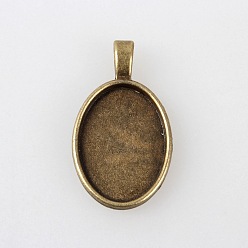 Античная Бронза Старинные тибетском стиле настройки сплава подвеска кабошон, чашки безель с краями, без кадмия, без никеля и без свинца, античная бронза, лоток : 25x18 мм, 36~36.5x21x2.7 мм, Отверстие : 6x4 мм , около 240~250 шт / 1000 г