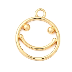 Настоящее золото 18K Латунные подвески, очарование улыбающегося лица, без никеля , реальный 18 k позолоченный, 15.5x13x2 мм, отверстие : 1.8 мм