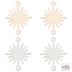 Real Gold Plated & Real Platinum Plated 40шт 2 цвета латунные соединительные подвески, долговечный, солнце, настоящее золото и платина, 18x13.5x0.5 мм, отверстие : 1.2 мм, 20 шт / цвет