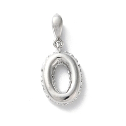 Платина Латунные подвески, числовые прелести, стойки покрытие, долговечный, без свинца и без кадмия, платина, 14x8x3 мм, отверстие : 4x2.5 мм