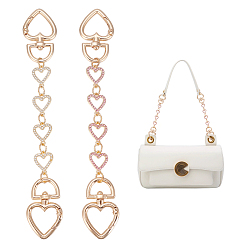 (52) Непрозрачная лаванда 2 шт. 2 цветные цепочки из сплава со стразами в форме сердца для сумок-удлинителей, с поворотными застежками, аксессуары для замены сумок, золотой свет, разноцветные, 178 мм, 1 шт / цвет