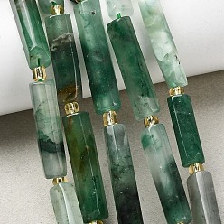 Зеленый Авантюрин Естественный зеленый авантюрин бисер нитей, колонка, с бисером, 14~30x6.5~7.5x6.5~7.5 мм, отверстие : 1 мм, около 13~15 шт / нитка, 15.87'' (40.3 см) ~ 16.06'' (40.8 см)