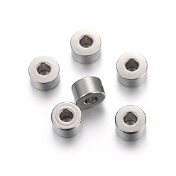 Stainless Steel Color 304 Stainless Steel Spacer Beads, Flat Round, Stainless Steel Color, 6x4mm, Hole: 2.5mm
