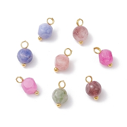 Золотой Подвески из натурального цветного турмалина, с медными петлями, золотые, 10.5x6.5x6.5 мм, отверстие : 2 мм