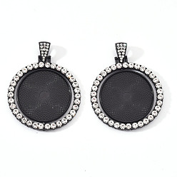 Electrophoresis Black Сеттинги для кулона(кабошонов), сплав, с кристально горный хрусталь, без кадмия и без свинца, двухсторонний лоток, плоско-круглые, электрофорез черный, лоток : 30 мм, 44.5x43x3 мм, отверстие : 9.5x5 мм