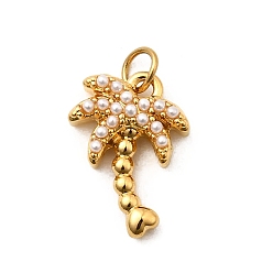 Дерево 304 подвески из искусственного жемчуга из нержавеющей стали ABS, океан коллекция подвески, ионное покрытие (ip), реальный 18 k позолоченный, с целью перехода в кольце, дерево, 14x10x4 мм, отверстие : 2.4 мм