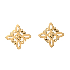 Rhombus 304 из нержавеющей стали серьги, реальный 18 k позолоченный, ромб, 13.5x13.5 мм