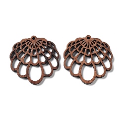 Цветок Подвески из орехового дерева, вырезанные лазером, полые прелести, неокрашенными, цветок, 31.8x30.5x2.5 мм, отверстие : 1.6 мм