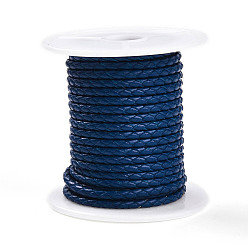 Прусский Синий Плетеный шнур коровья кожа, кожаная веревка для браслетов, с хлопковой нитью внутри, берлинская лазурь, 3 мм, около 8.74 ярдов (8 м) / рулон