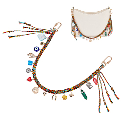 Разноцветный 1шнурок из полиэстера с плетеным шнуром для запястья, со сплавочной фурнитурой, смолой и горный хрусталь, для сумки, украшения мобильного телефона, красочный, 450 мм