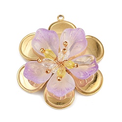 Цветок 304 подвески из нержавеющей стали, акрила и пластика, цветок, 39.5x33.5x10.5 мм, отверстие : 1.8 мм