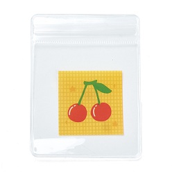 Cherry Rectangle Plastic Zip Top Candy Bag, Storage Bags, Self Seal Bag, Top Seal, Cherry Pattern, 8x6x0.2cm