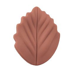 Сиена Листовые пищевые экологически чистые силиконовые бусины, цвет охры, 25x20x8.5 мм