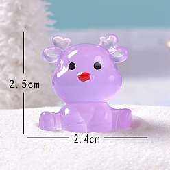 Лиловый Рождественские светящиеся украшения из микропейзажа из смолы, олень, сирень, 25x24 мм