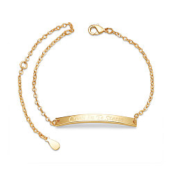 Real 18K Gold Plated Brass Inspirational ID Bracelets, with Cable Chains, Rectangle with Word Credit in Te Stesso, Real 18K Gold Plated, 6-1/2 inch(16.5cm)