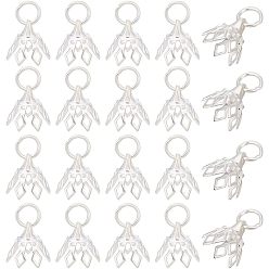 Серебро Латунная филигранная бусина, 7-лепесток, цветок, серебряные, 8x8 мм, отверстие : 3 мм, 60 шт / коробка