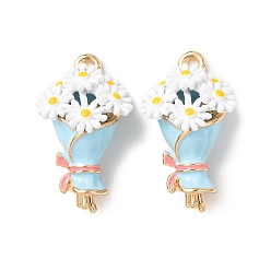 Синий Подвески из сплава , подвески для букета/цветов, с эмалью, стойки покрытие, золотые, синие, 20x12x8.5 мм, отверстие : 1.5 мм