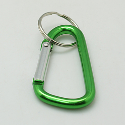 Light Green Aluminum Carabiner Keyring, with Iron Clasps, Oval, Light Green, 57x30.5mm