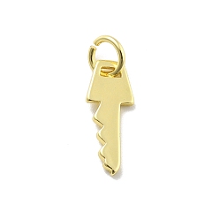 Key Стойки обшивки латунные подвески, с подвесками-кольцами, без свинца и без кадмия, долговечный, реальный 18 k позолоченный, ключ, 14.5x5.5x1.5 мм, отверстие : 3 мм