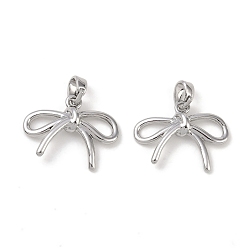 Платина Латунные подвески, бантом прелести, без кадмия, без никеля и без свинца, платина, 15.5x19x3.5 мм, отверстие : 2.5x4.5 мм