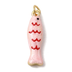 Pink Латунь эмаль подвески, рыба, электронное покрытие, долговечный, стойки покрытие, с целью перехода в кольце, золотые, розовые, 24.5x7.5x5.5 мм, отверстие : 3.5 мм