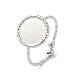 Нержавеющая Сталь Цвет Не тускнеет 304 компонент открытого манжетного кольца из нержавеющей стали, настройки звонка, плоско-круглые, цвет нержавеющей стали, размер США 7 3/4 (17.9 мм), лоток : 10 мм