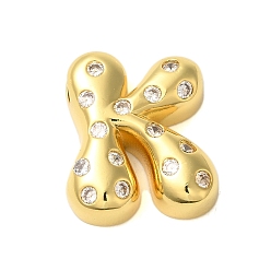 Letter K Покрытие стойки латунь микро паве прозрачные перданты из кубического циркония, без кадмия и без свинца, долговечный, реальный 18 k позолоченный, Письмо K, 23x19.5x6.5 мм, отверстие : 4x2.5 мм