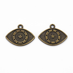 Bronze Antique Pendentif en alliage de style tibétain avec émail et strass, sans cadmium et sans plomb, oeil, bronze antique, s'adapter pour 0.9 mm strass, 17x22x1.5mm, Trou: 1.8mm