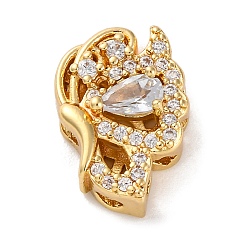 Золотой Стойки обшивки латунь микро проложить кубического циркония бусы, со стеклом, долговечный, без свинца и без кадмия, крыло, золотые, 14x10x5.5 мм, отверстие : 1.6 мм