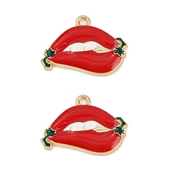 Lip Подвески из сплава с эмалью на тему Синко де Майо, золотые, губа, 17.5x24.5x2.5 мм, отверстие : 1.8 мм, 10 шт / комплект