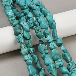 Бирюза Природные Говлит бисер нитей, окрашенные, самородки, бирюзовые, 12.5~21.5x10.5~14.5x5.5~10.5 мм, отверстие : 0.7~1 мм, около 30~33 шт / нитка, 14.76'' (37.5 см)