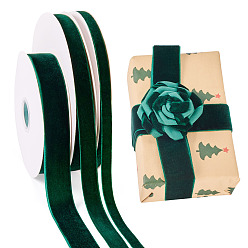 Темно-Зеленый 3рулоны 3стили бархатная лента, одна сторона, для подарочной упаковки, оформление партии, темно-зеленый, 3/8~1 дюйм (10~25 мм), 1 рулон / стиль