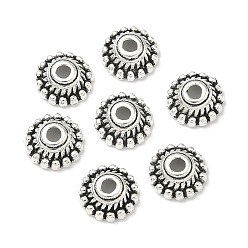 Античное Серебро Крышки из тибетского сплава, без кадмия, без никеля и без свинца, античное серебро, 8x3 мм, отверстие : 2 мм