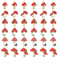 Красный 12 шт. 6 стили подвески из экологически чистого сплава с эмалью в виде грибов на осеннюю тему, золотой свет, без кадмия и без свинца и без никеля, красные, 17~26.5x11~20x2.5~6 мм, отверстие : 1.5~1.8 мм, 2 шт / стиль