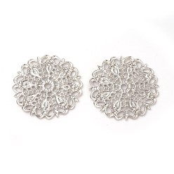 Платина Латунь филигрань столяры ссылки, стойки покрытие, цветок, платина, 25x1 мм, отверстие : 0.5~2 мм